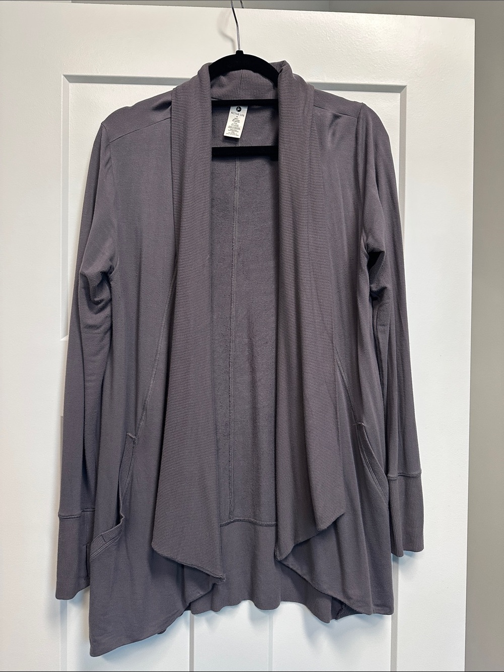 Women's Open Front Draped Cardigan Sweater - Laevender/Purple/Gray